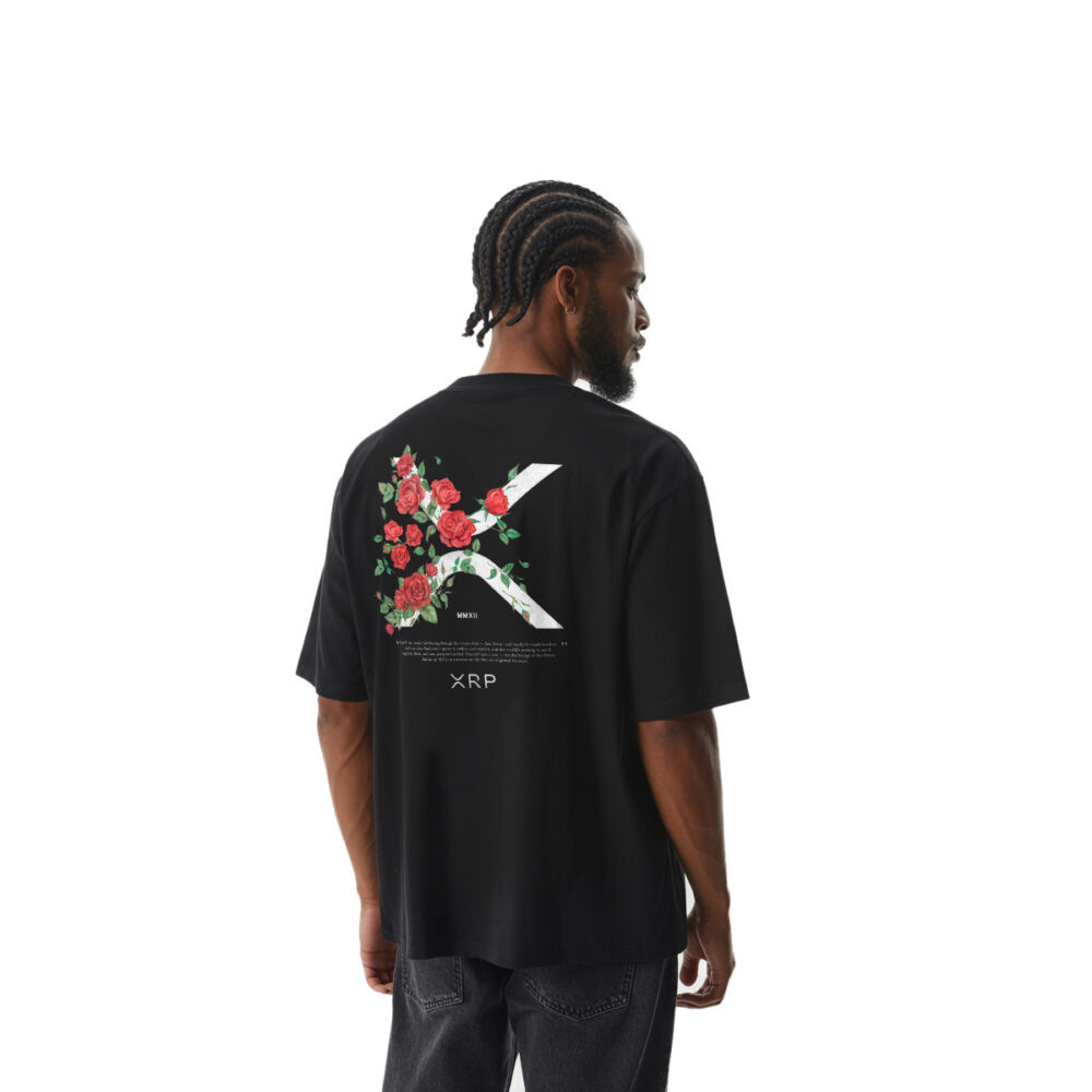 XRP & Roses Premium Oversized Tee - Luxury XRP Merch